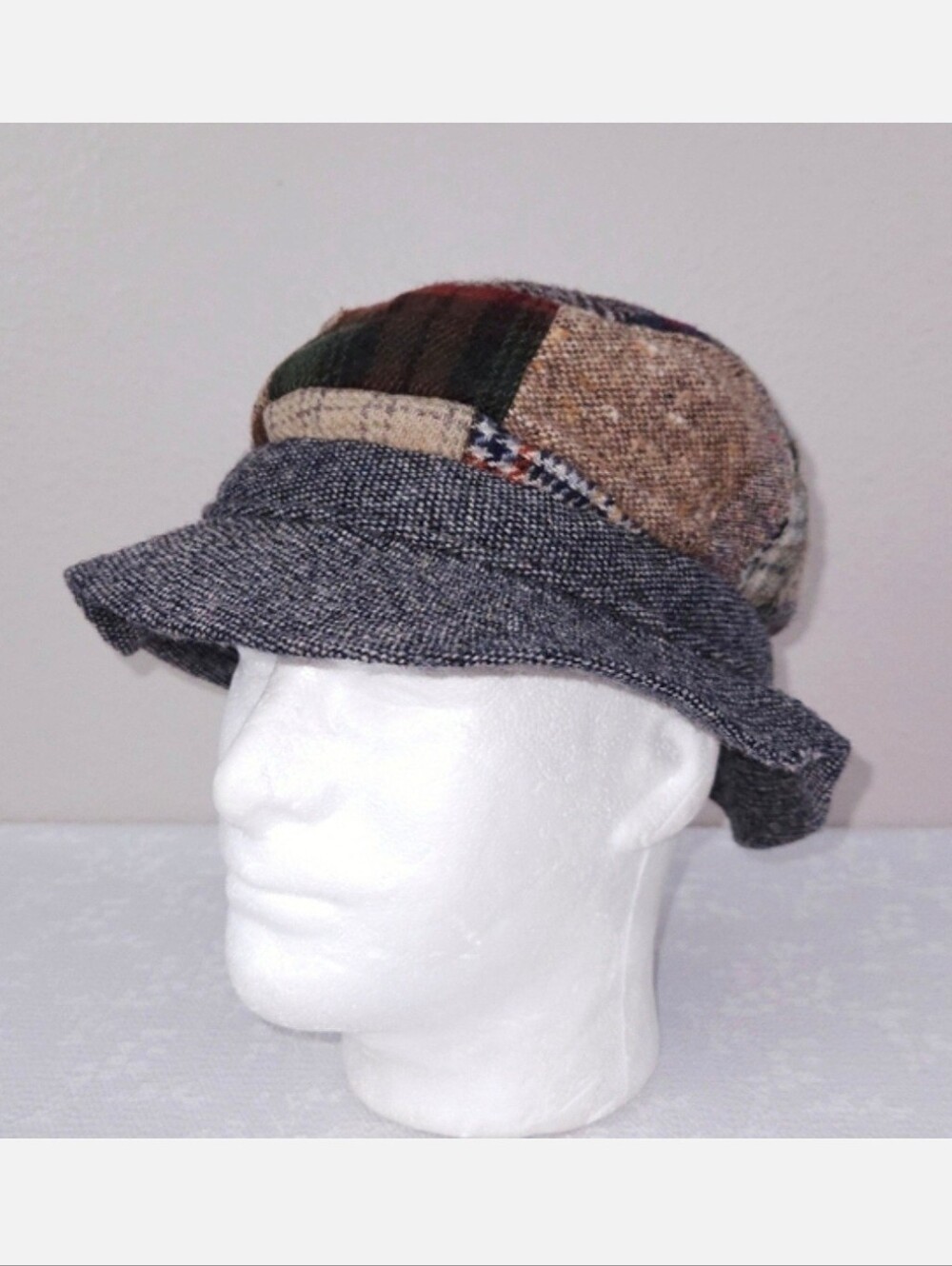 Hats of Ireland Castlebar Patchwork Donegal Tweed Hat 100% Wool VTG
